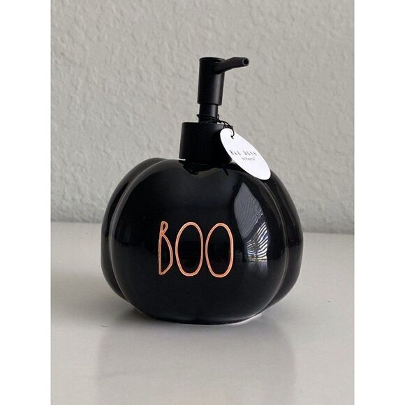 Rae Dunn “BOO” Black Pumpkin Soap Lotion Dispenser Halloween 2022 NEW - Picture 1 of 7